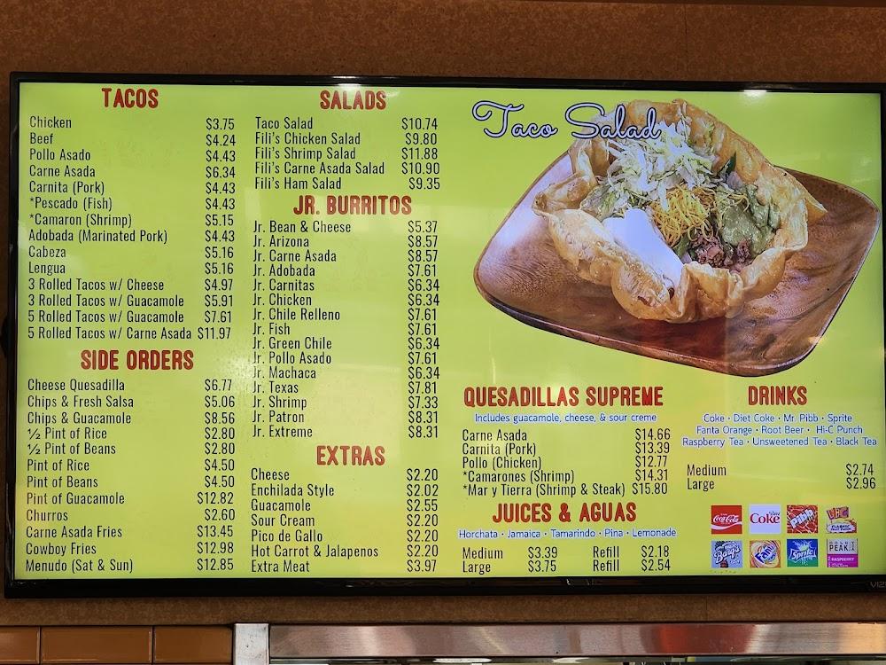 Filiberto's Mexican Food Menu image 1